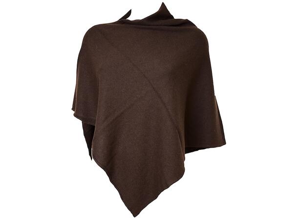 Dame Poncho ensfarget 60x60 mørkebrun 